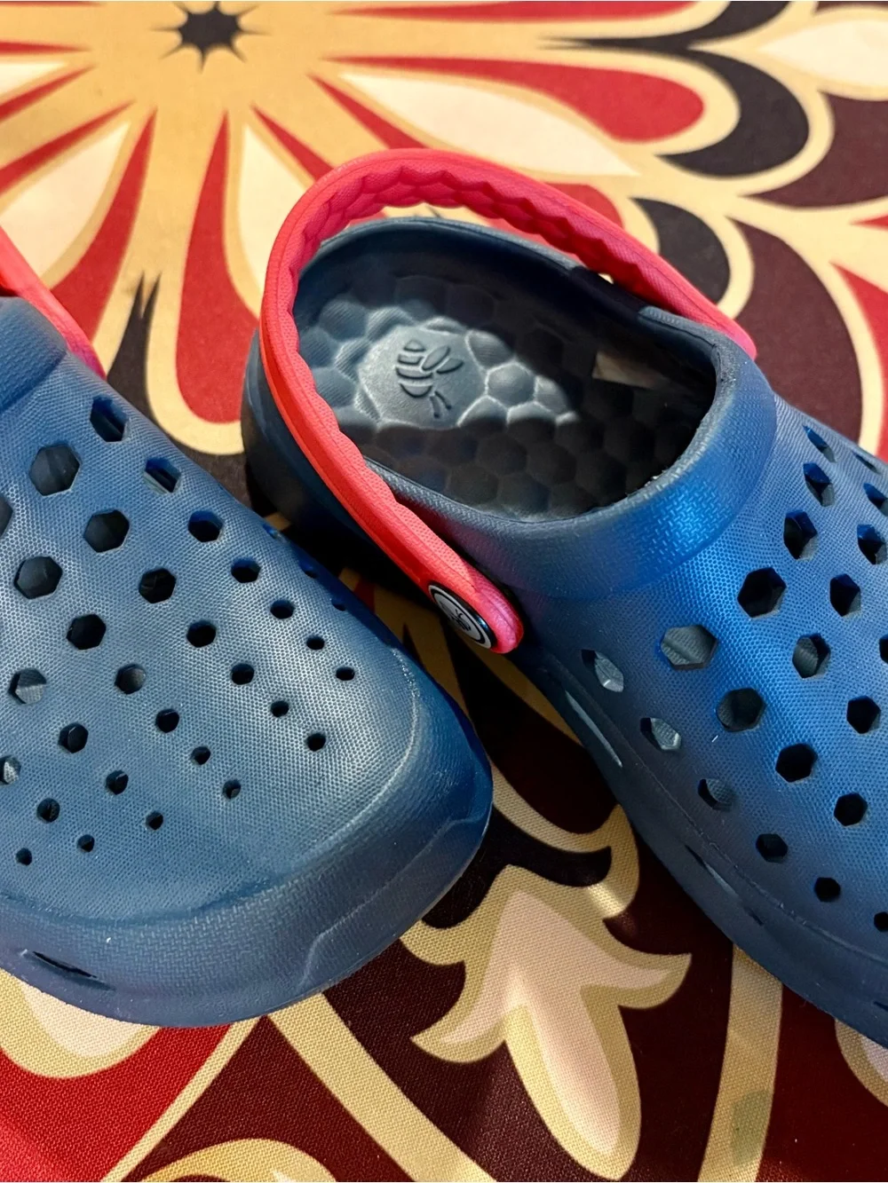 Kids Blue Slip-On Clogs with Red Heel Strap